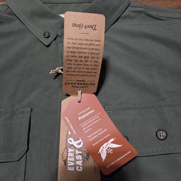 Duck Camp Lightweight Hunting Shirt Long Sleeve LS201 Green Size Large New - Picture 3 of 9